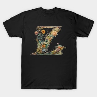 Floral Garden Watercolor Monogram Letter Z T-Shirt